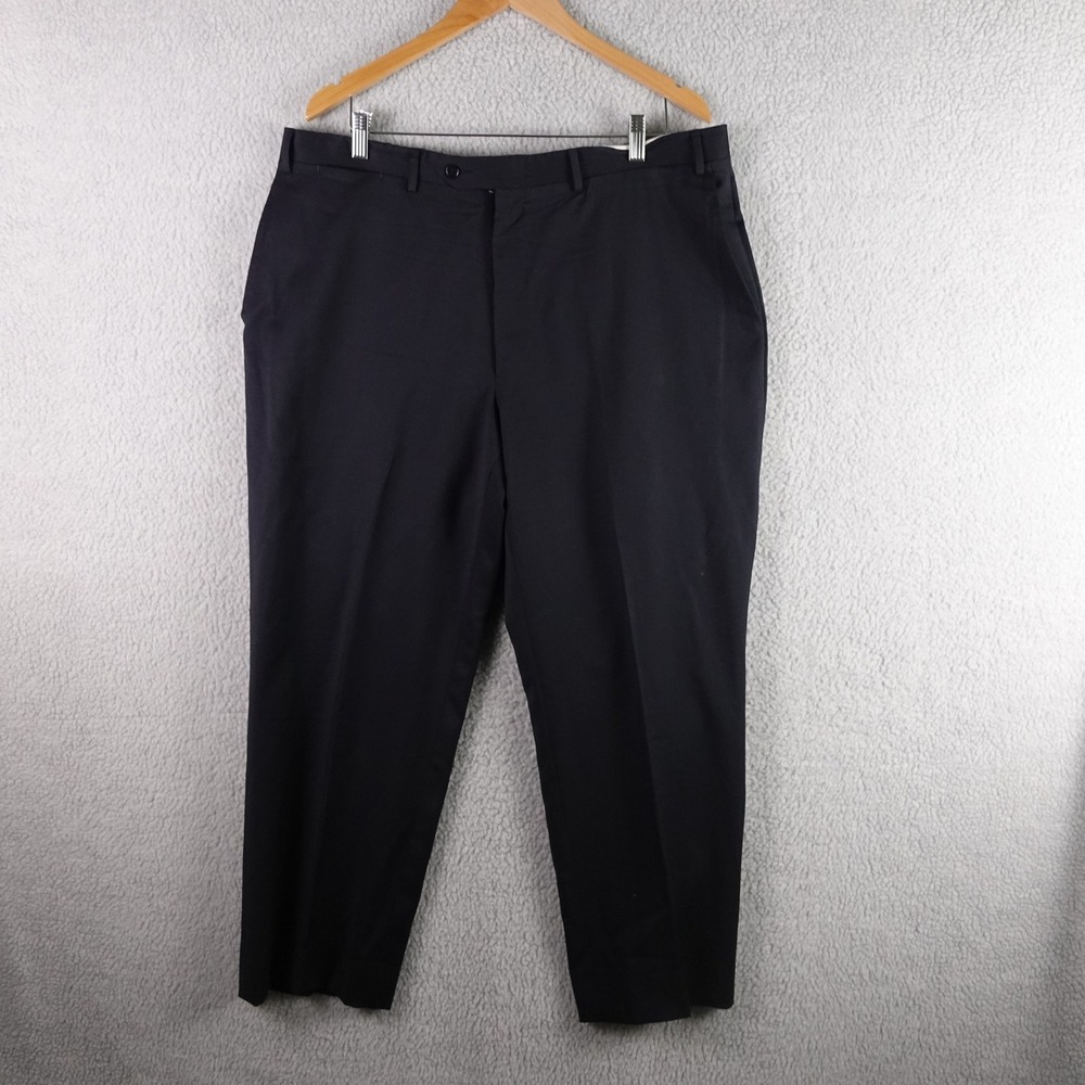 Canali Mens Navy Blue 100% Wool Dress Pants Flat Front Made‎ in Italy 40x28